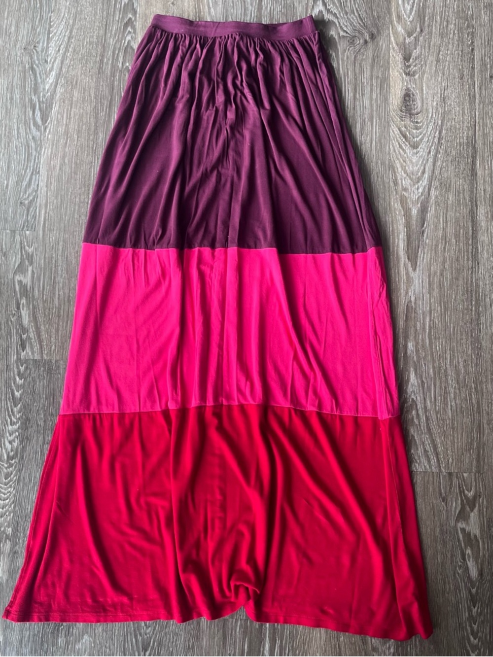 ASOS Colorblock Maxi Skirt in Plum, Hot Pink & Red
